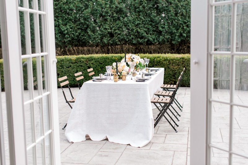 outdoor garden wedding reception on patio