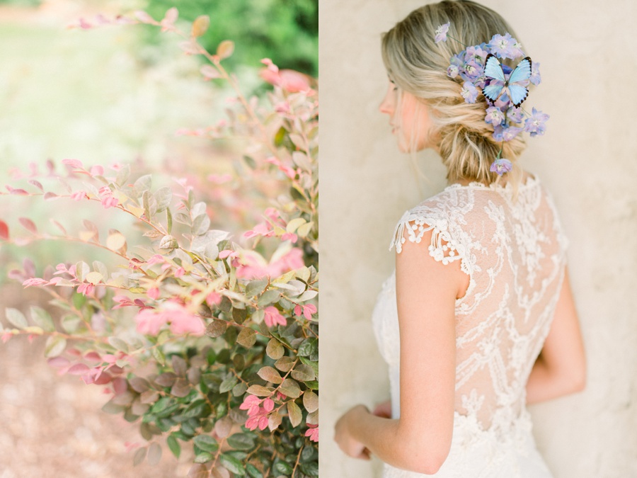 RiverOaks Charleston Wedding Hair with flowers and Butterfly pin