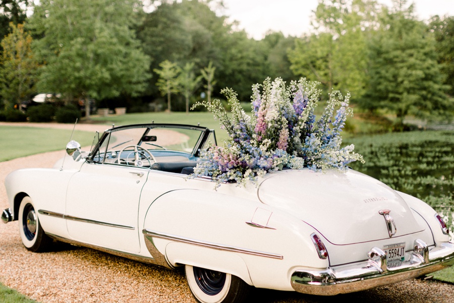 RiverOaks Charleston Vintage White Getaway Car with Flowers