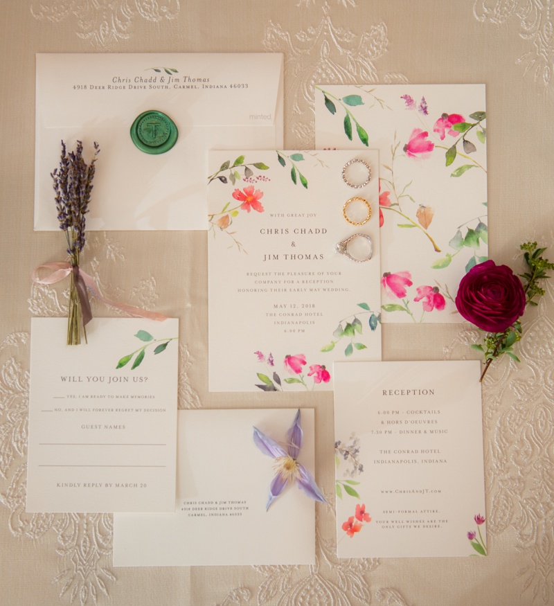 Floral Wedding Invitation Suite with Wax Seal
